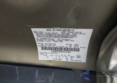 2012 Ford Taurus Limited from USA, damaged, VIN 1FAHP2FW2CG131504